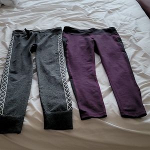 2 leggings size small Grey and lavender and black